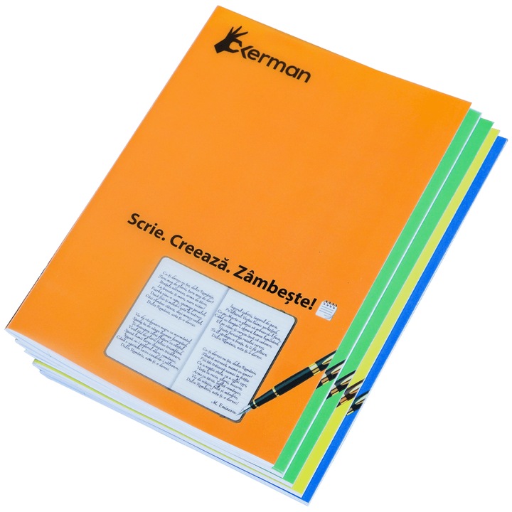 Caiet studentesc Okerman, copertă plastic flexibil, A4, 60 file dictando, set 5 buc, 293x210mm