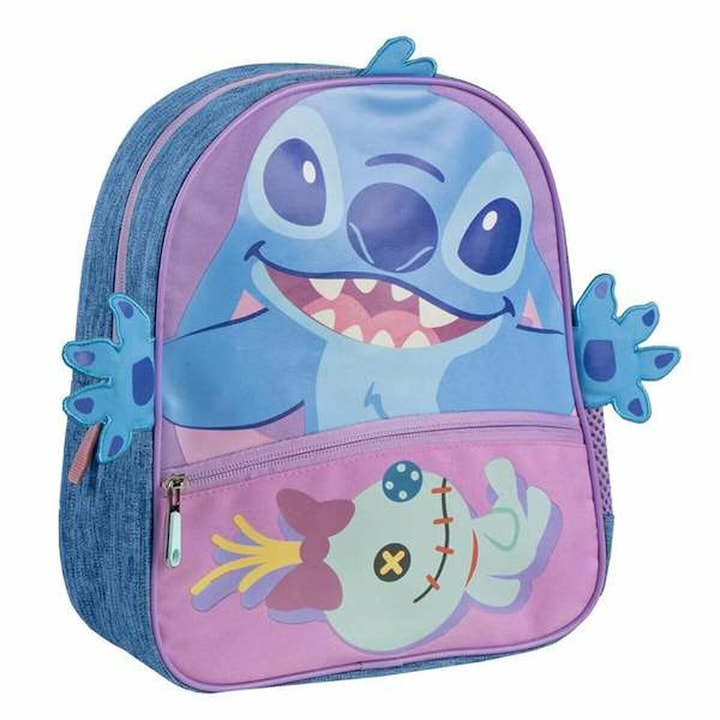 Ghiozdan Stitch mov si albastru pentru copii +3 ani – ghiozdan colorat si rezistent