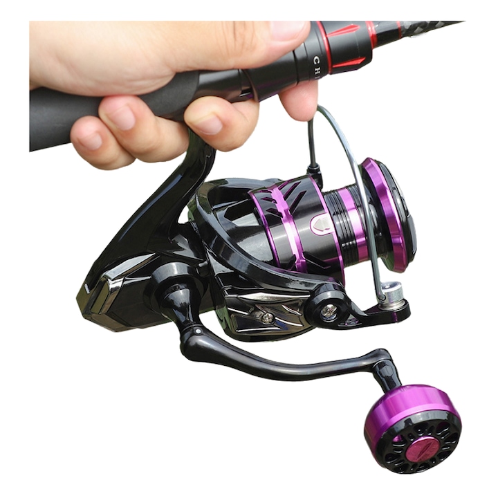 Mulineta Spinning Profesionala KuviKoo™ HP-4000, 100% Metal, Frana 10kg, Raport 5.2:1, Tambur Metalic, Rezistenta la Coroziune (Apa Sarata/Dulce), Ideala pentru Pescuit Barca, Stanci si Competitii