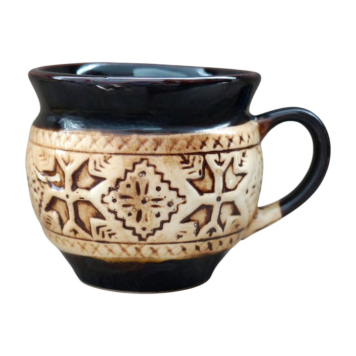 Cana din ceramica, design rustic, 250 ml, pentru apa, ceai, cafea