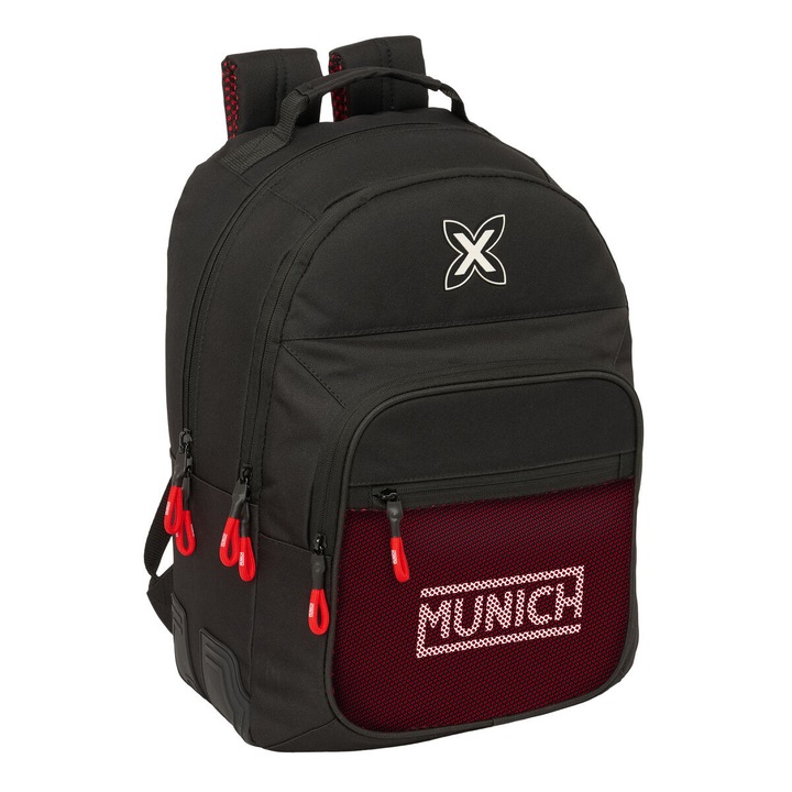 Ghiozdan Scolar Munich Vulcan Negru, 32x42x15 cm, Adaptabil Troler, +3 Ani, Safta
