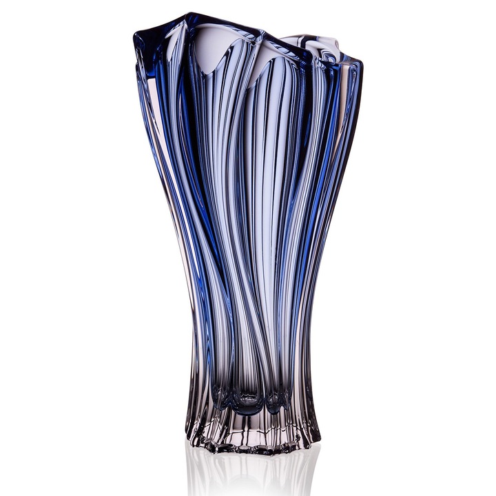 Vaza Bohemia, cristal, albastru, 32 cm