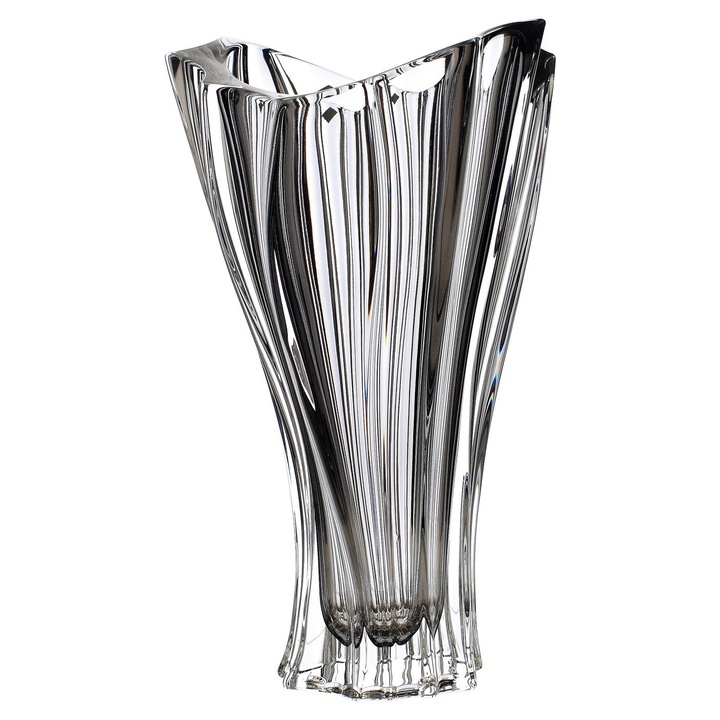 Vază Crystal Bohemia, cristal, Plantica, gri fumuriu, 32cm, elegantă