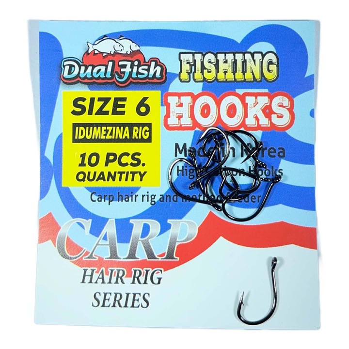 6-os horgok, IDUMEZINA RIG kód, 10 darab/zsák, Dual Fish