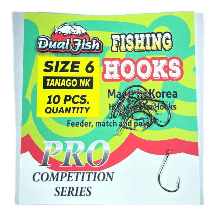 6-os horgok, TANAGO NK kód, 10 darab/csomag, Dual Fish