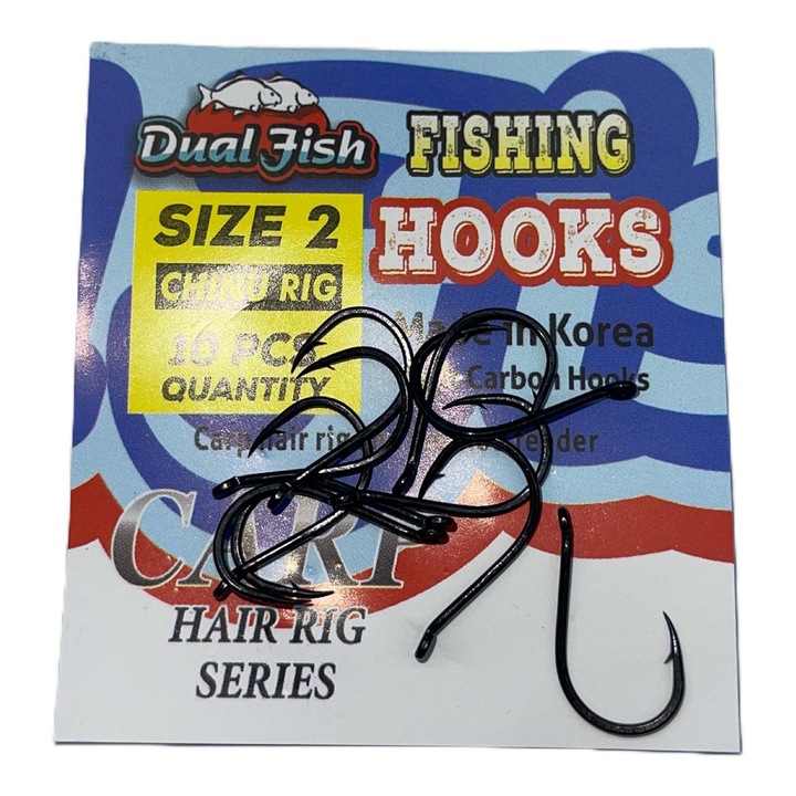 2. számú horgok, CHINU RIG kód, 10 darab/zsák, Dual Fish