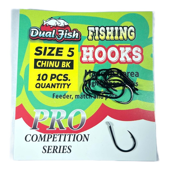 5-ös számú horgok, CHINU BK kód, 10 darab/csomag, Dual Fish
