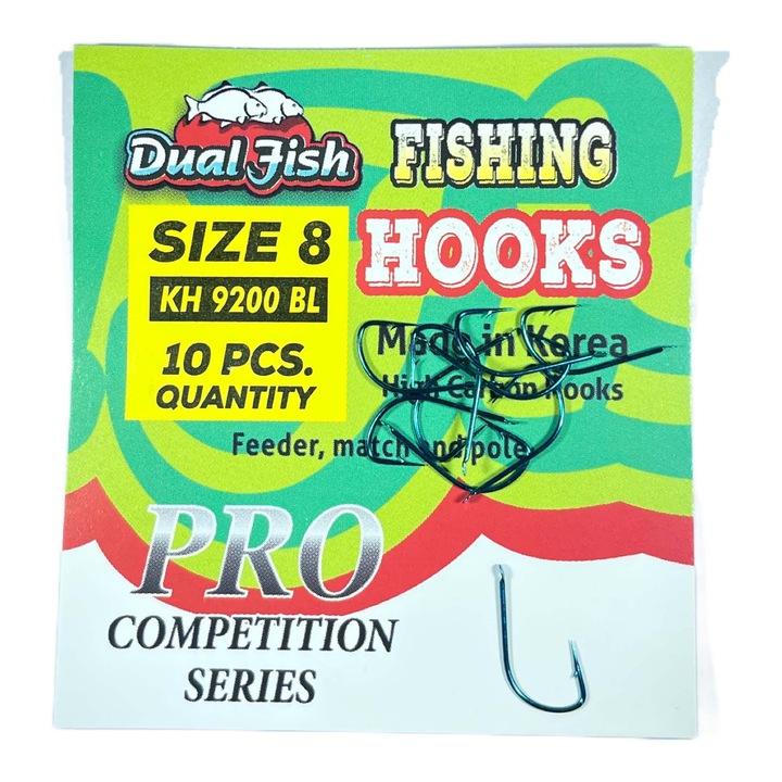 8-as számú horgok, 9200 BL kód, 10 darab/csomag, Dual Fish