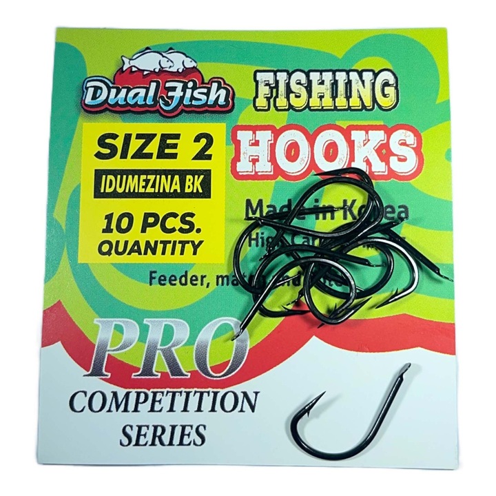 2. számú horgok, IDUMEZINA BK kód, 10 darab/csomag, Dual Fish