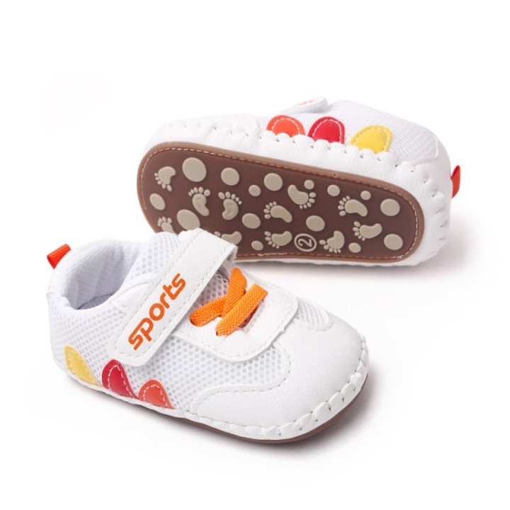 Pantofi sport SuperBaby, Model AL 16944 Leaves, pentru bebelusi, Textil, Alb