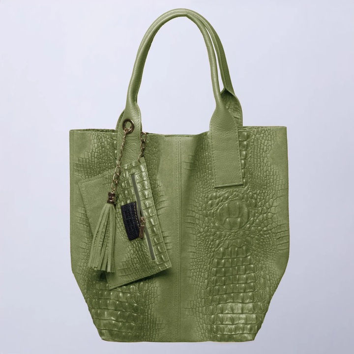 Geanta shopper din piele intoarsa naturala