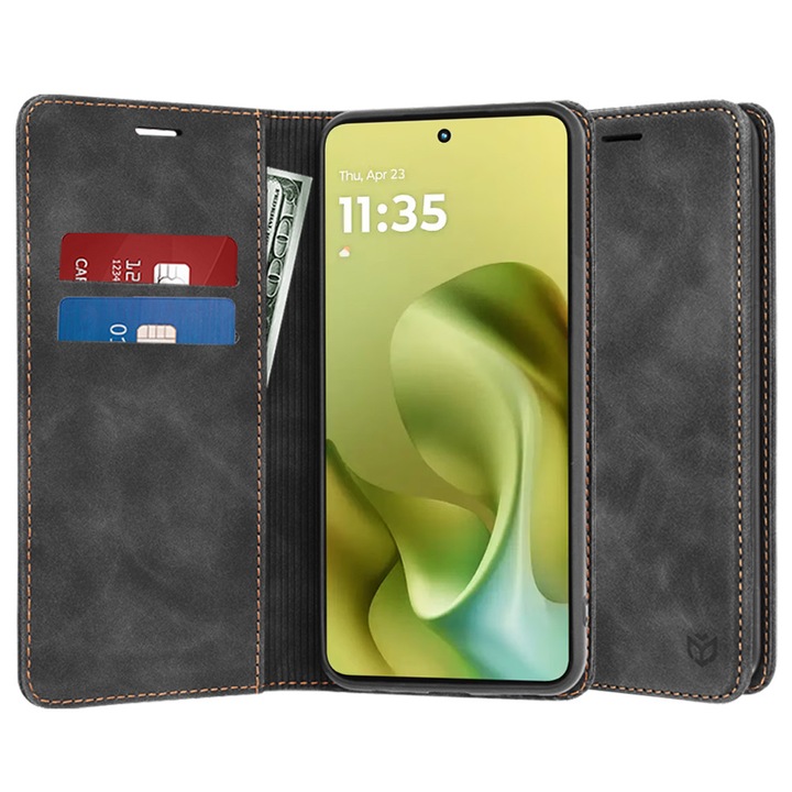 Husa pentru Motorola Moto G86, Confy Cover, J39, Piele ecologica, Black