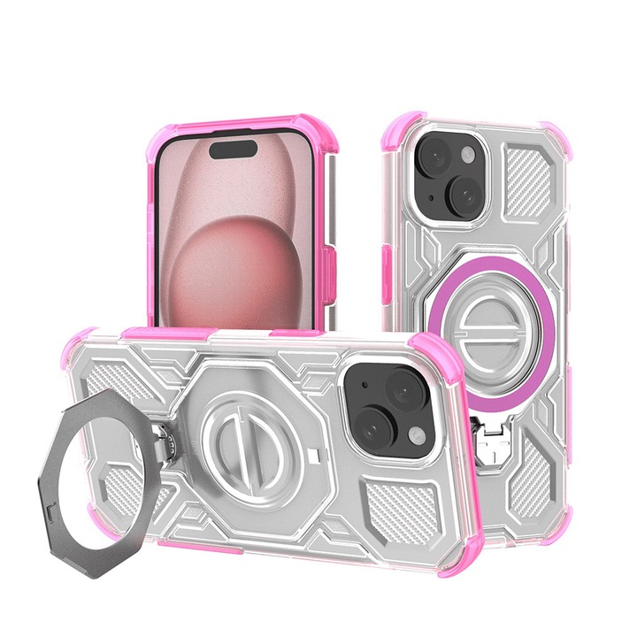 Husa pentru iPhone 15, Policarbonat TPU, Techsuit, Roz