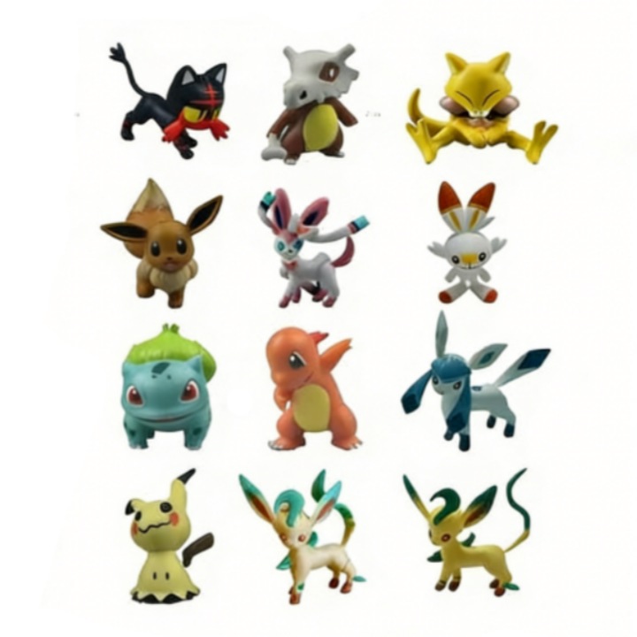 Set Calendar advent cu 24 figurine AjieQaQ, Model Pokemon, 5 cm, multicolor
