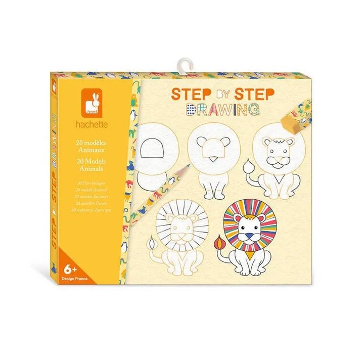 Set creativ desen, Janod, Raspunsuri pas cu pas, 20 planse, 7+