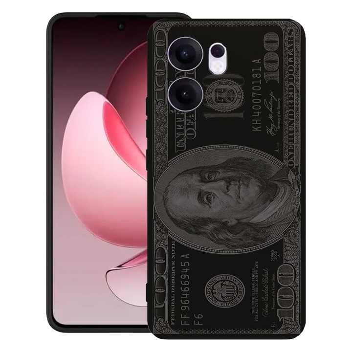 Силиконов калъф BestCase за OPPO Reno13 F 5G, MR. Franklin 100 dollar, SLIM 1.2MM, Microfiber interior, Premium Soft Liquid Silicon, Black, 1996675 PB 1454
