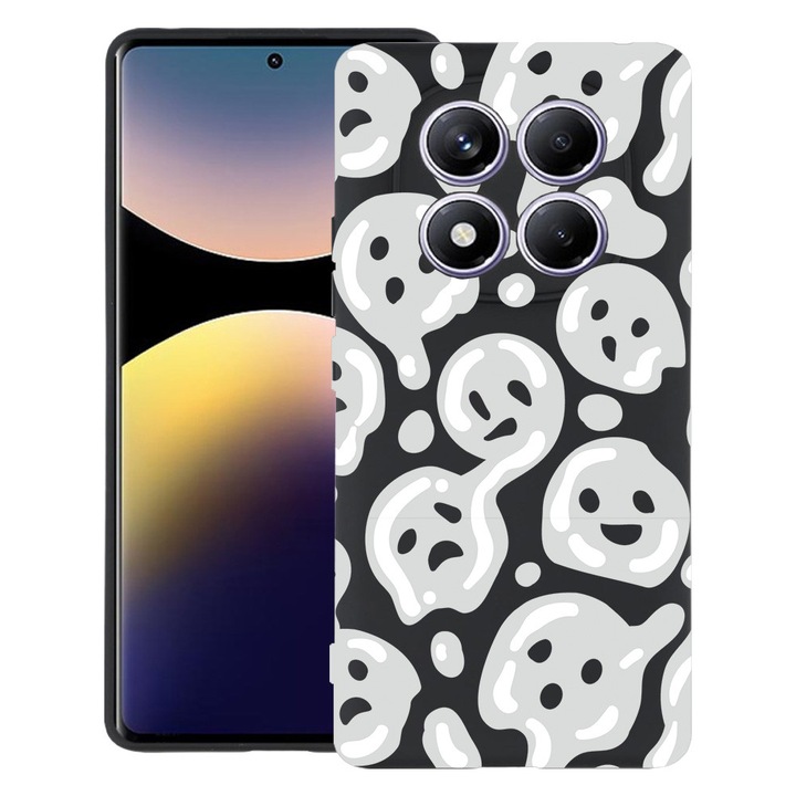 BestCase® Husa pentru Xiaomi Redmi Note 15 Pro Plus 5G cu Design Gray Acid Smiley, TPU Mat Ultra Slim, 2082905 B 1000