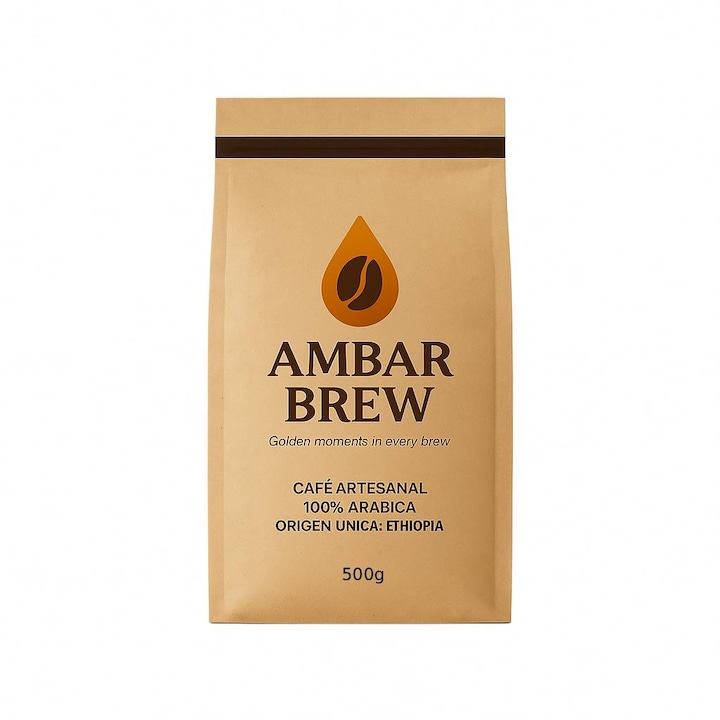 Cafea boabe de specialitate AmbarBrew, 100% Arabica, Etiopia Premium Origin, Soft Roast, Aroma Intense, Espresso/Capuccino Perfect, 500g