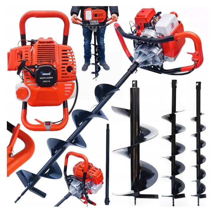 Ondragon OD9116 földfúró szett 3 fúróval, 5, 2 kW, 2 ütemű motorral