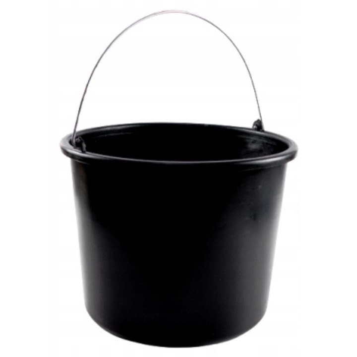 Fekete műanyag vödör 20L, 37x27,5cm, mérőosztóval