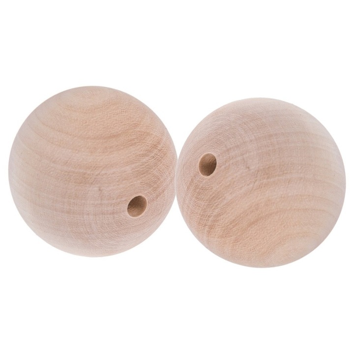 Set de 2 margele din lemn, peewit, 35mm, pentru decoratiuni si bijuterii