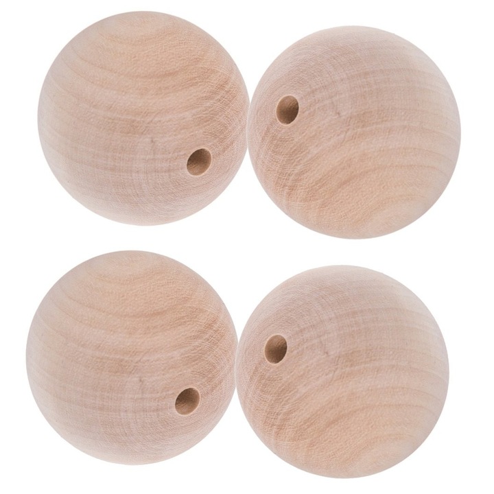 Set de 4 margele din lemn, peewit, 15mm, pentru decoratiuni si bijuterii