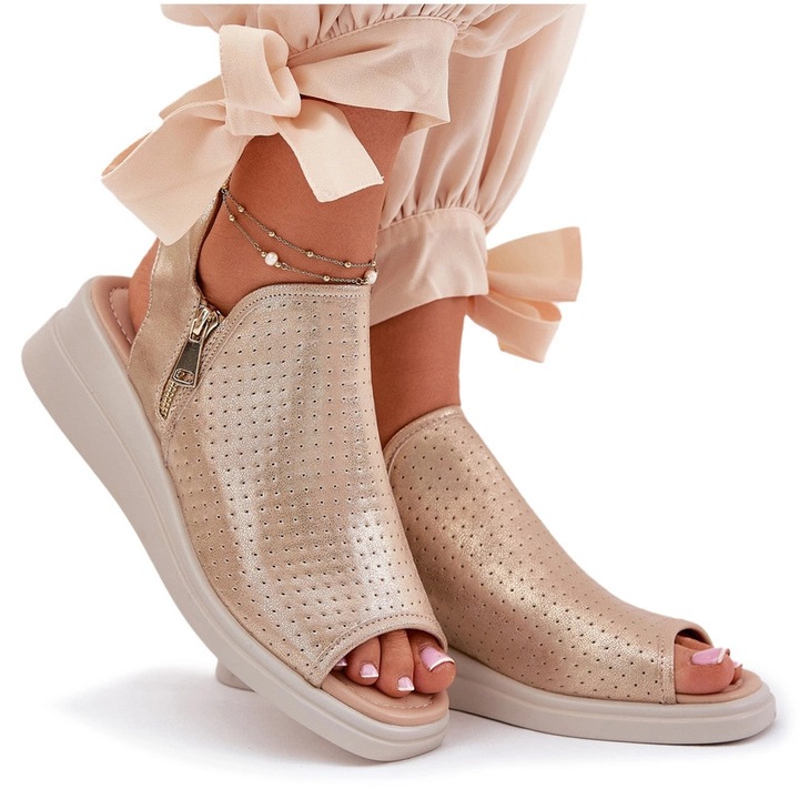 Sandale Mevinette cu platformă, Auriu