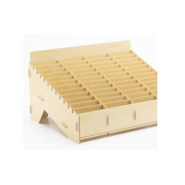 Bemutató állvány telefonokhoz, 48 férőhelyes, krémszínű fa, 30x45x10cm