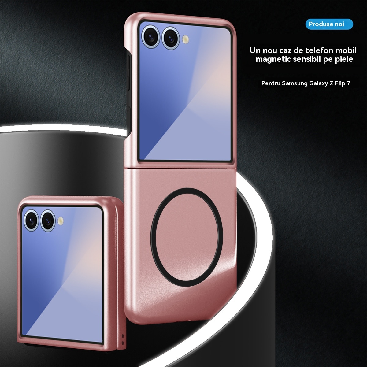 Husa Compatibila cu magnetica Samsung Galaxy Z Flip 7, Esther Beauty®, Design ultra-subtire, husa de protectie rezistenta la socuri pentru Galaxy Z Flip 7 2025, Negru
