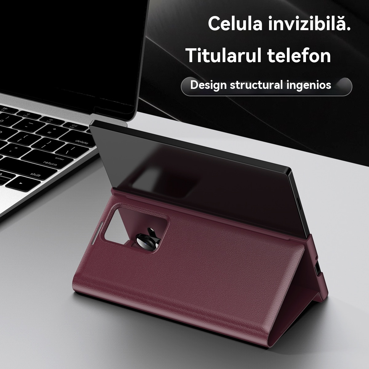 Husa compatibila cu Husa Samsung Galaxy Z Fold7, Esther Beauty®, Plic Protectie Completa din Piele PU cu Sloturi Carduri - Rosu