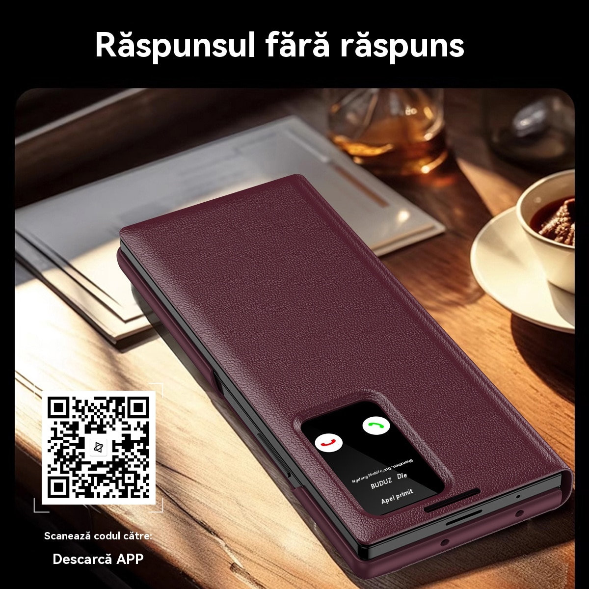 Husa compatibila cu Husa Samsung Galaxy Z Fold7, Esther Beauty®, Plic Protectie Completa din Piele PU cu Sloturi Carduri - Rosu