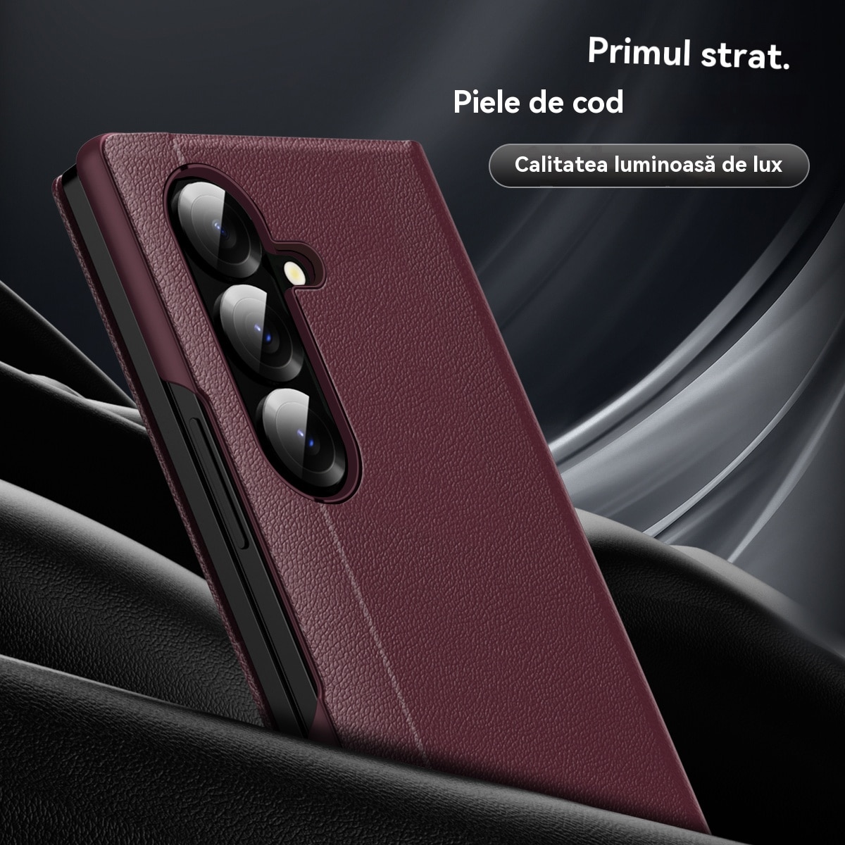 Husa compatibila cu Husa Samsung Galaxy Z Fold7, Esther Beauty®, Plic Protectie Completa din Piele PU cu Sloturi Carduri - Rosu