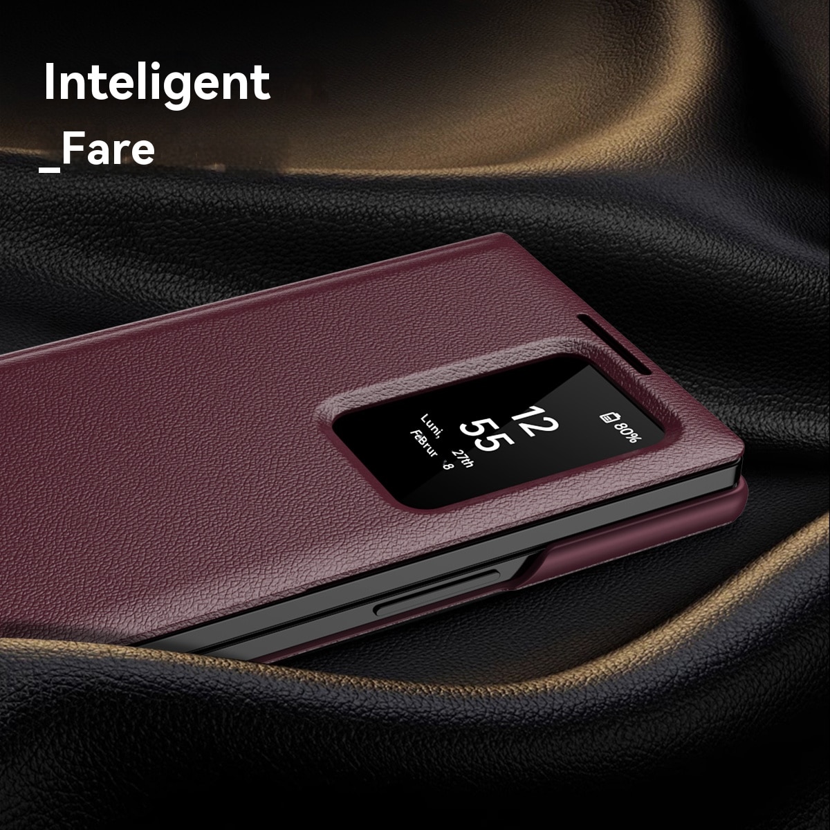 Husa compatibila cu Husa Samsung Galaxy Z Fold7, Esther Beauty®, Plic Protectie Completa din Piele PU cu Sloturi Carduri - Rosu