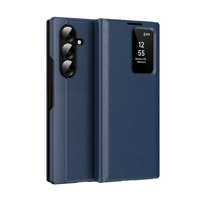 Husa compatibila cu Husa Samsung Galaxy Z Fold7, Esther Beauty®, Plic Protectie Completa din Piele PU cu Sloturi Carduri - Albastru
