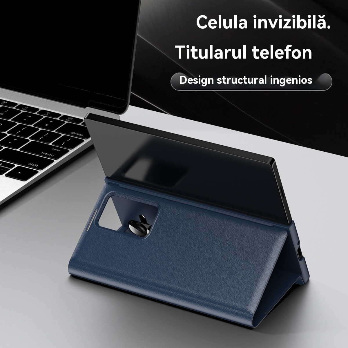 Husa compatibila cu Husa Samsung Galaxy Z Fold7, Esther Beauty®, Plic Protectie Completa din Piele PU cu Sloturi Carduri - Albastru