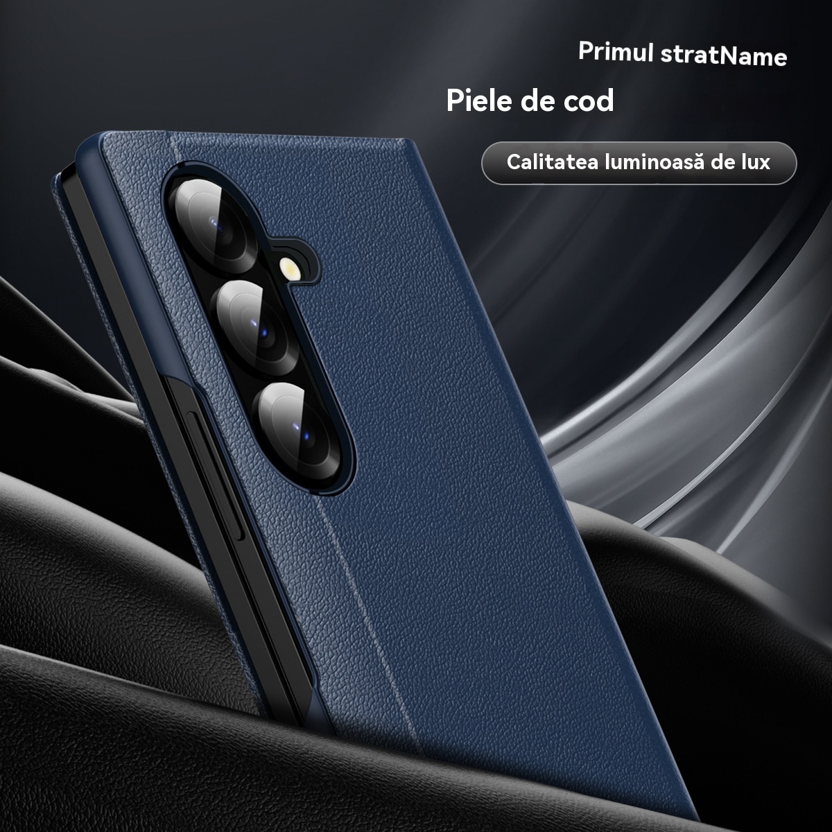 Husa compatibila cu Husa Samsung Galaxy Z Fold7, Esther Beauty®, Plic Protectie Completa din Piele PU cu Sloturi Carduri - Albastru