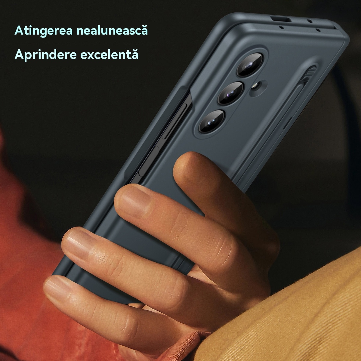 Husa Compatibila cu Samsung Galaxy Z Fold 7 2025, Cu Suport si Slot pentru Stilou/S-Pen, Esther Beauty®, Protectie Completa, Subtire, Rezistenta, Antishoc, Gri