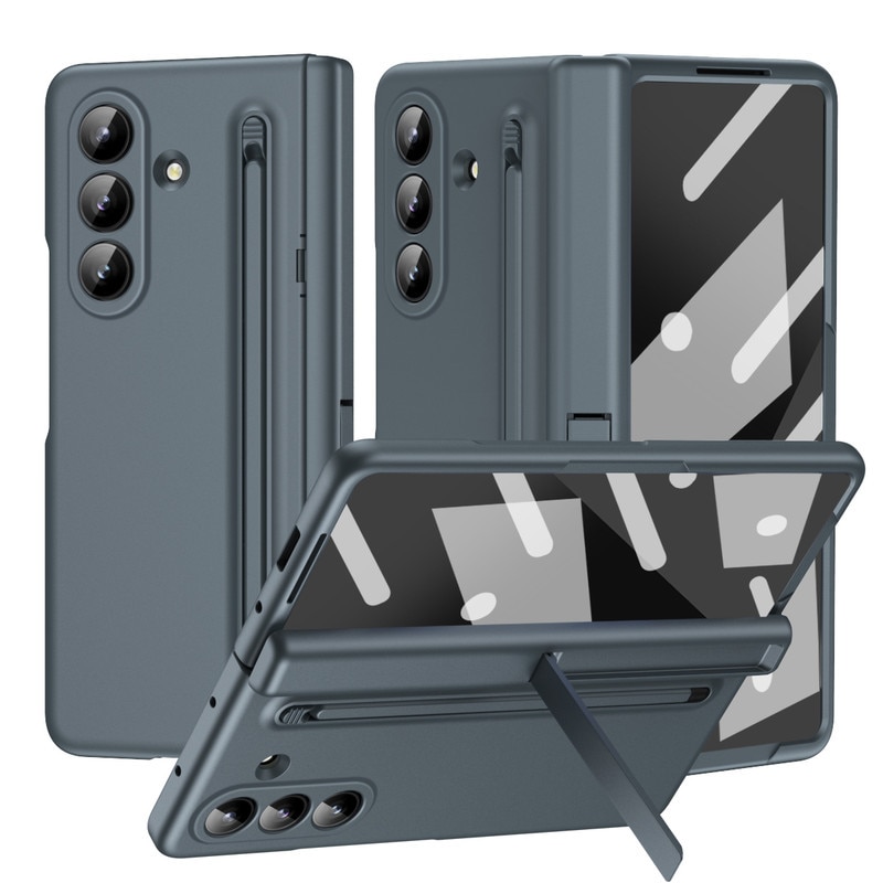 Husa Compatibila cu Samsung Galaxy Z Fold 7 2025, Cu Suport si Slot pentru Stilou/S-Pen, Esther Beauty®, Protectie Completa, Subtire, Rezistenta, Antishoc, Gri