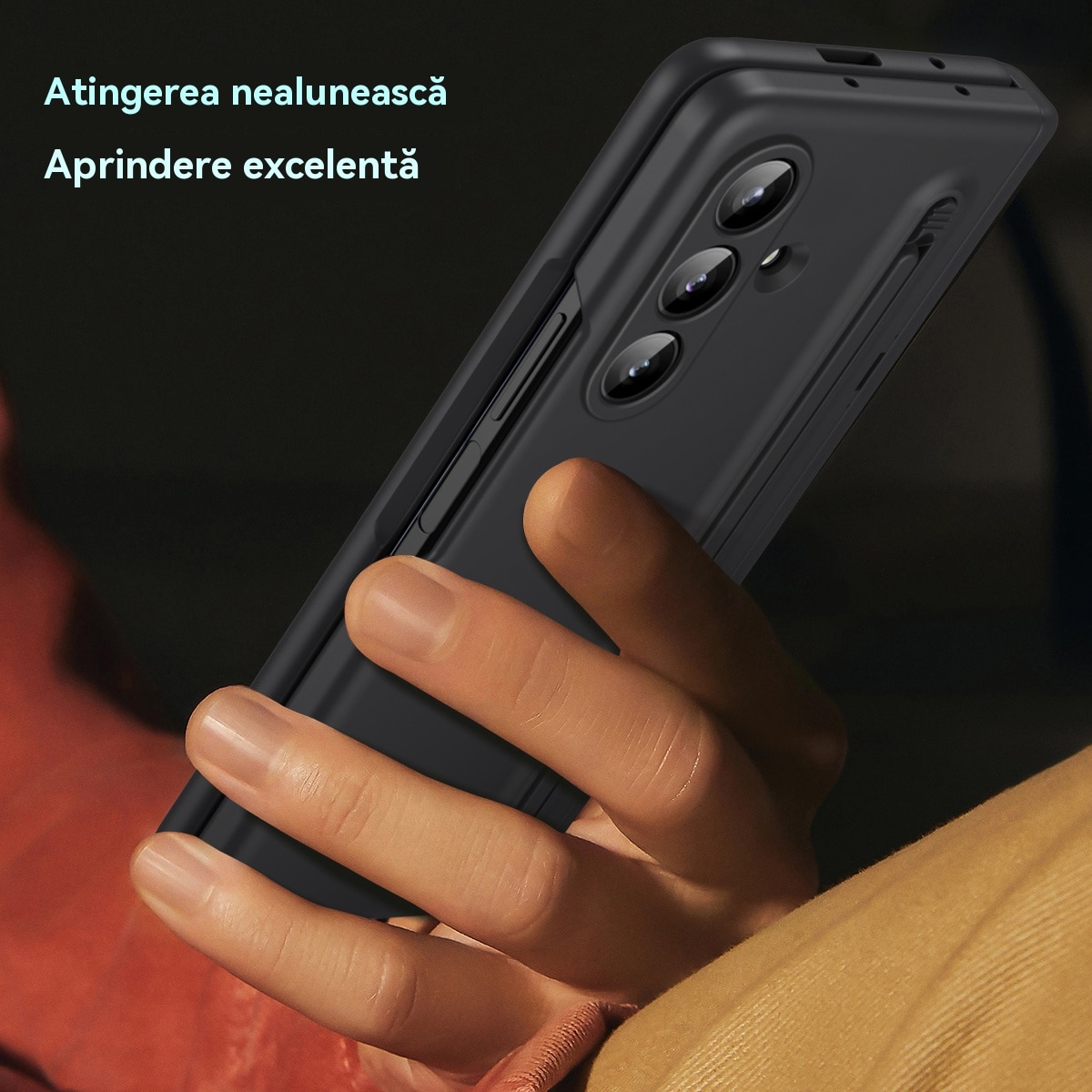 Husa Compatibila cu Samsung Galaxy Z Fold 7 2025, Cu Suport si Slot pentru Stilou/S-Pen, Esther Beauty®, Protectie Completa, Subtire, Rezistenta, Antishoc, Negru