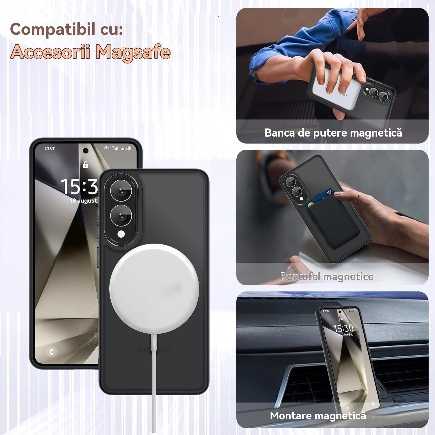 Husa compatibila cu Galaxy S25 Edge, Esther Beauty®, cu Tehnologie MagSafe, Carcasa Magnetica Mata Translucida, Antichip, Rezistenta la Socuri, Roz