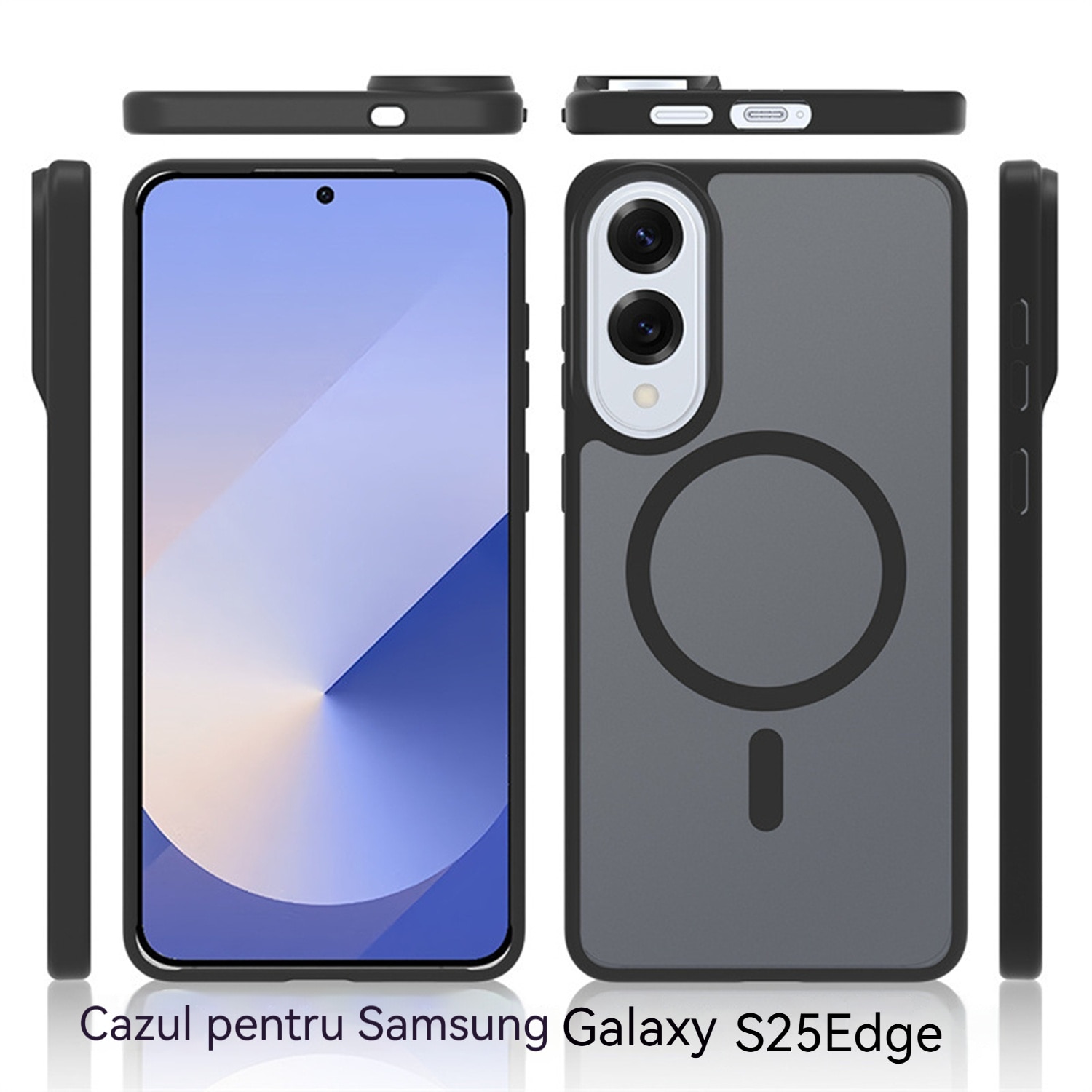Husa compatibila cu Galaxy S25 Edge, Esther Beauty®, cu Tehnologie MagSafe, Carcasa Magnetica Mata Translucida, Antichip, Rezistenta la Socuri, Roz