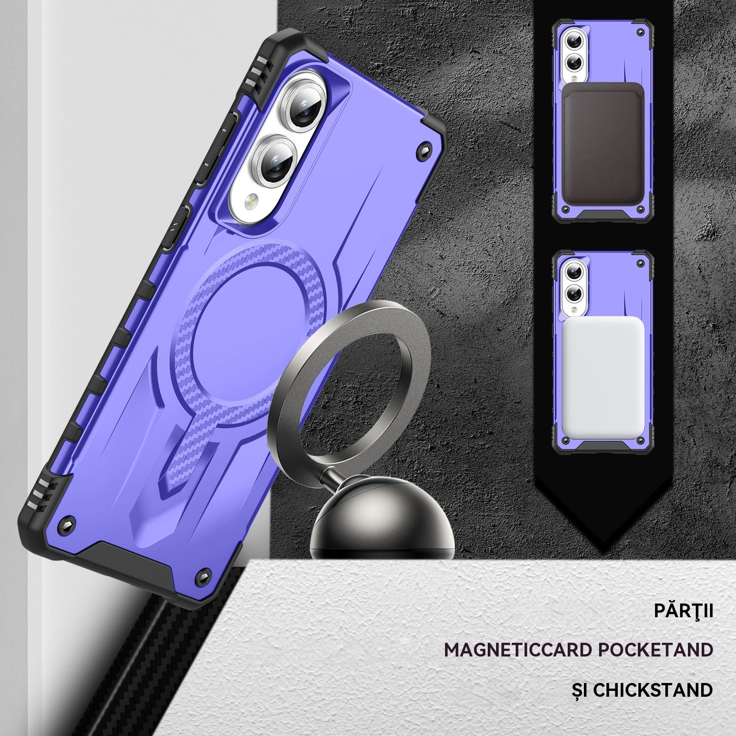 Husa magnetica compatibila cu Samsung Galaxy S25 Edge, Esther Beauty®, cu Tehnologie MagSafe, Carcasa rezistenta la socuri pentru Samsung Galaxy S25 Edge, violet
