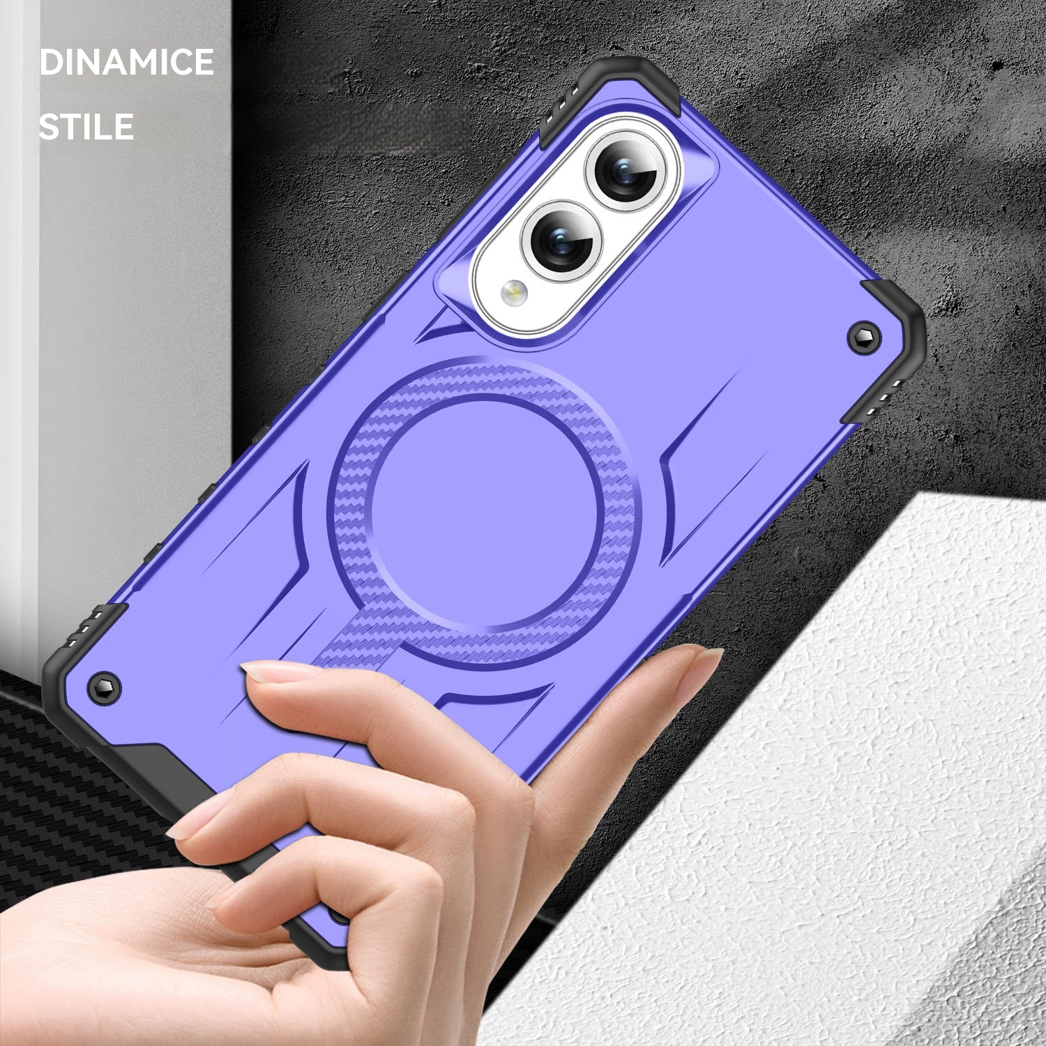 Husa magnetica compatibila cu Samsung Galaxy S25 Edge, Esther Beauty®, cu Tehnologie MagSafe, Carcasa rezistenta la socuri pentru Samsung Galaxy S25 Edge, violet