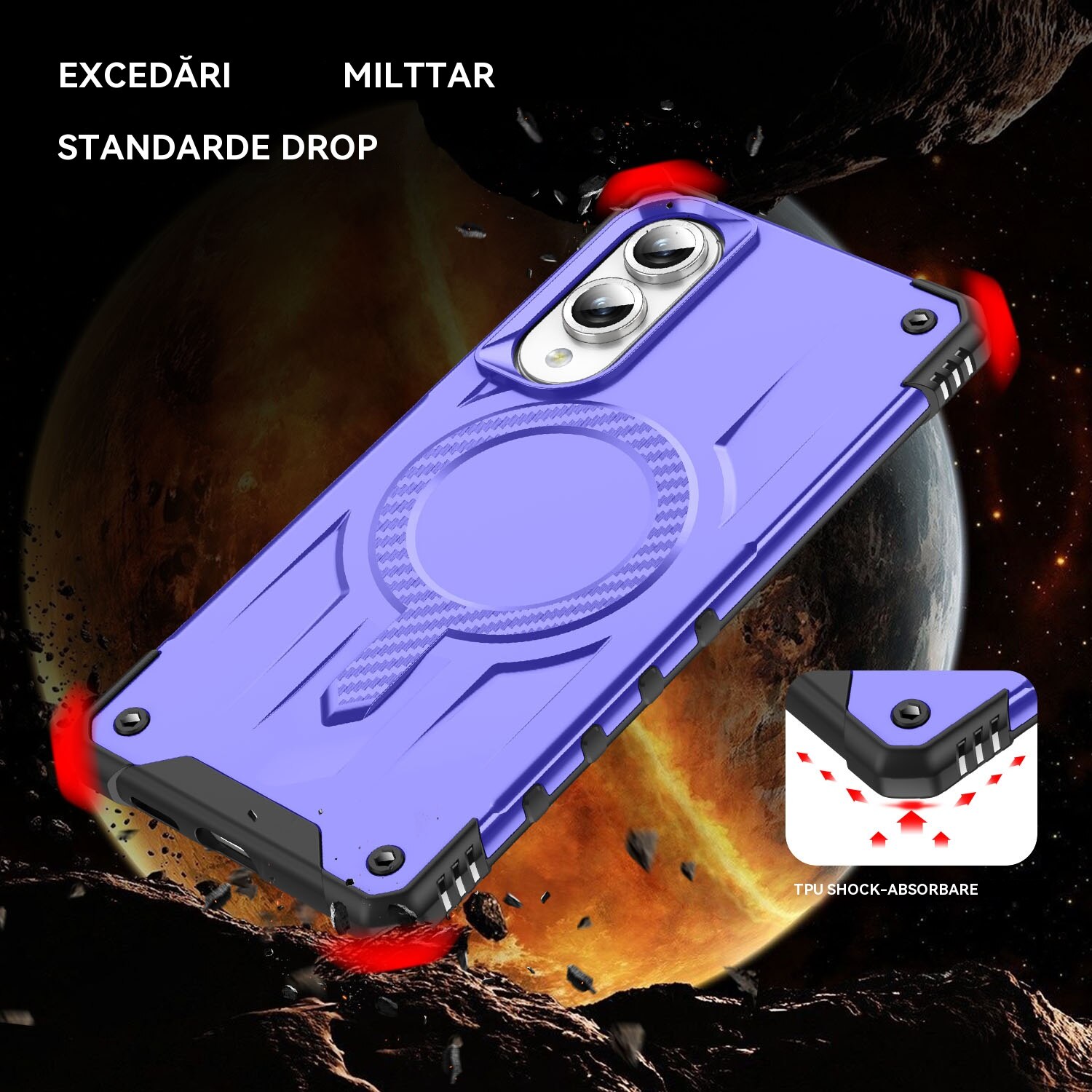 Husa magnetica compatibila cu Samsung Galaxy S25 Edge, Esther Beauty®, cu Tehnologie MagSafe, Carcasa rezistenta la socuri pentru Samsung Galaxy S25 Edge, violet