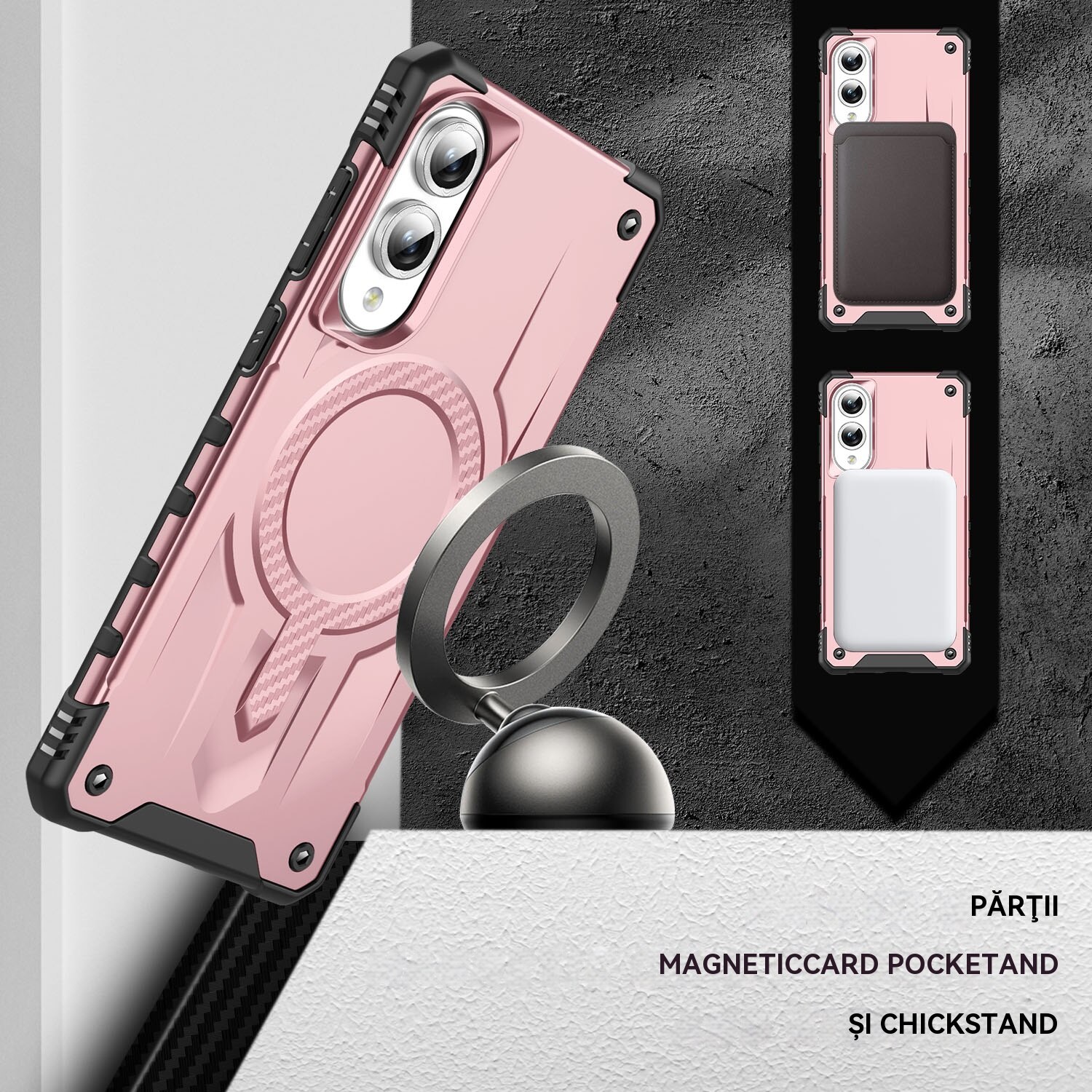 Husa magnetica compatibila cu Samsung Galaxy S25 Edge, Esther Beauty®, cu Tehnologie MagSafe, Carcasa rezistenta la socuri pentru Samsung Galaxy S25 Edge, Roz