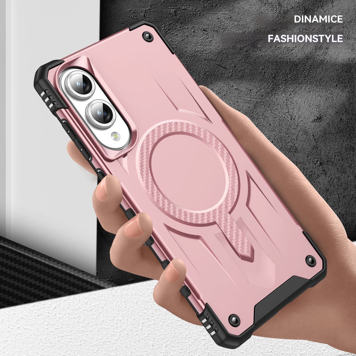 Husa magnetica compatibila cu Samsung Galaxy S25 Edge, Esther Beauty®, cu Tehnologie MagSafe, Carcasa rezistenta la socuri pentru Samsung Galaxy S25 Edge, Roz