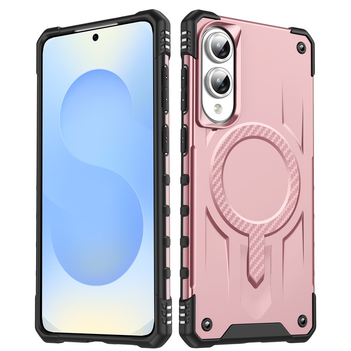 Husa magnetica compatibila cu Samsung Galaxy S25 Edge, Esther Beauty®, cu Tehnologie MagSafe, Carcasa rezistenta la socuri pentru Samsung Galaxy S25 Edge, Roz