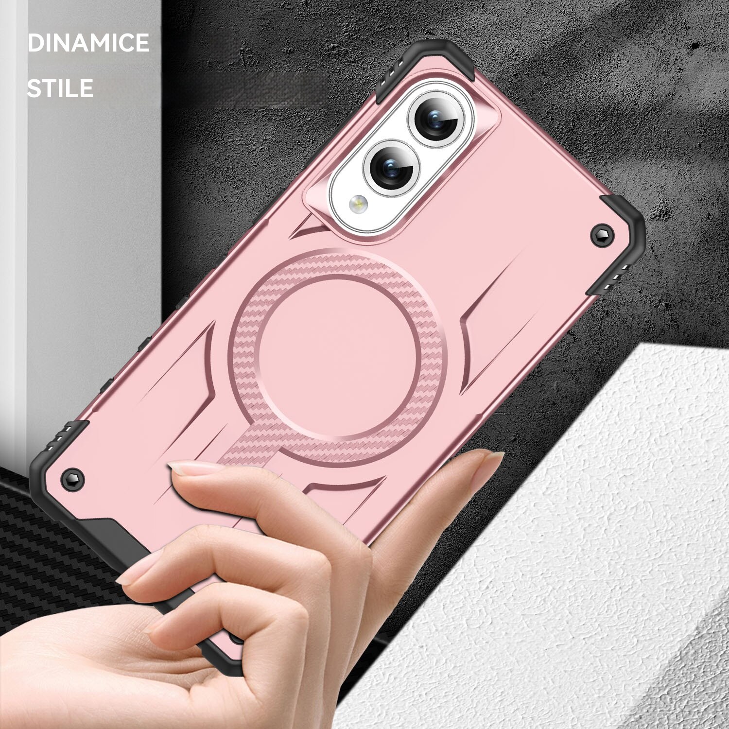 Husa magnetica compatibila cu Samsung Galaxy S25 Edge, Esther Beauty®, cu Tehnologie MagSafe, Carcasa rezistenta la socuri pentru Samsung Galaxy S25 Edge, Roz