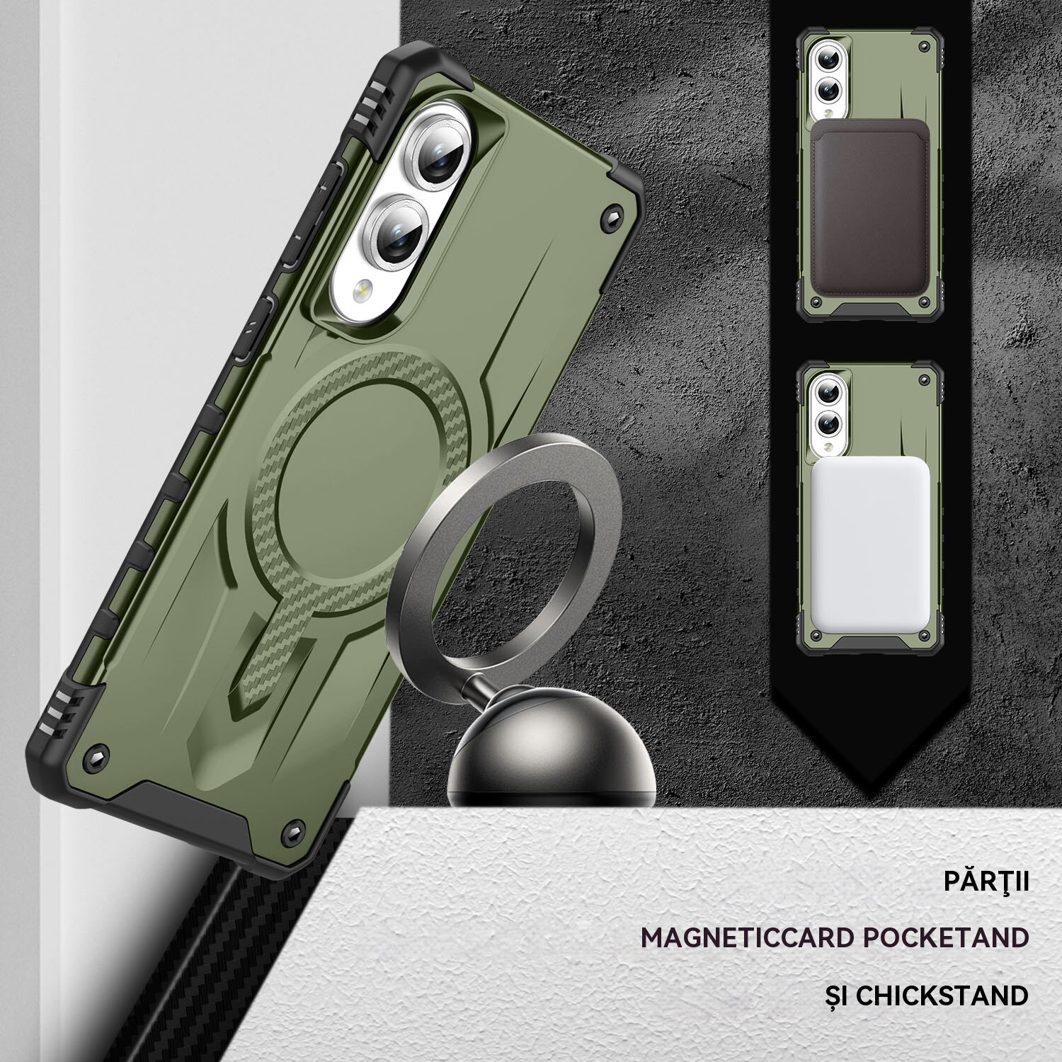 Husa magnetica compatibila cu Samsung Galaxy S25 Edge, Esther Beauty®, cu Tehnologie MagSafe, Carcasa rezistenta la socuri pentru Samsung Galaxy S25 Edge, Verde