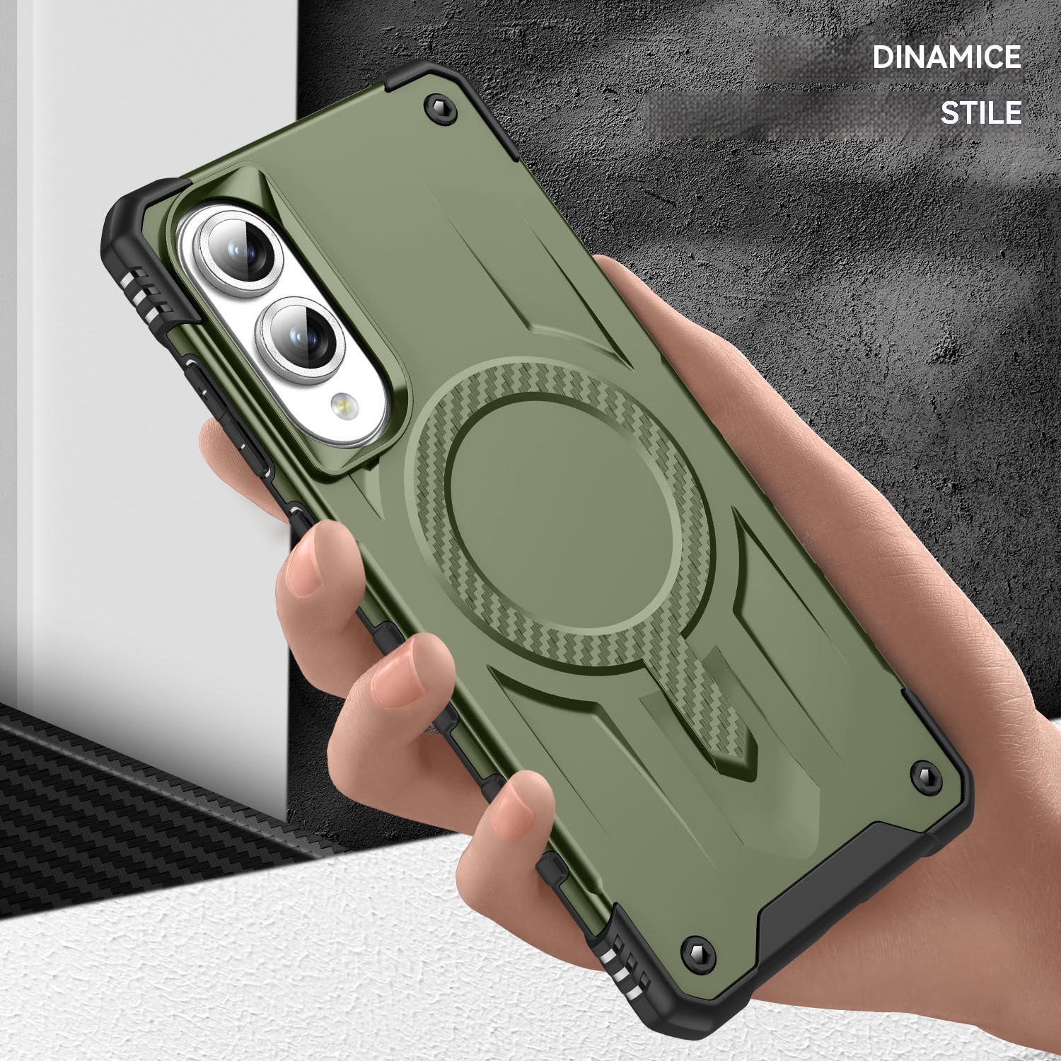Husa magnetica compatibila cu Samsung Galaxy S25 Edge, Esther Beauty®, cu Tehnologie MagSafe, Carcasa rezistenta la socuri pentru Samsung Galaxy S25 Edge, Verde